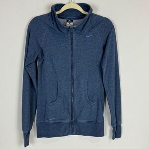 Nike Blue Full Zip Cowl Neck Dri-fit Jacket S